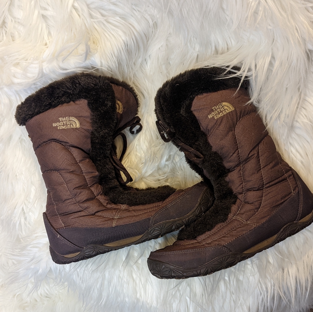 North Face Women's SIZE 9 Nupste IV Brown Insulated Winter Faux Fur Boots